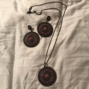 Park Lane purple pendant necklace and earrings